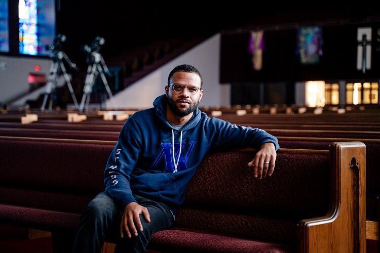 Block by Block | Dave Merritt sits on a pew at Straight Gate Church.
